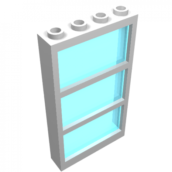 Window 1 x 4 x 6 Frame with 3 Panes, Fixed Glass with Trans-Light Blue Glass