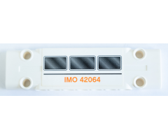 Technic, Panel Plate 3 x 11 x 1 with Three Black Windows and Orange 'IMO 42064' Pattern (Sticker) - Set 42064
