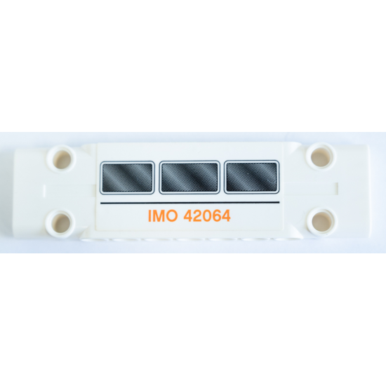 Technic, Panel Plate 3 x 11 x 1 with Three Black Windows and Orange 'IMO 42064' Pattern (Sticker) - Set 42064