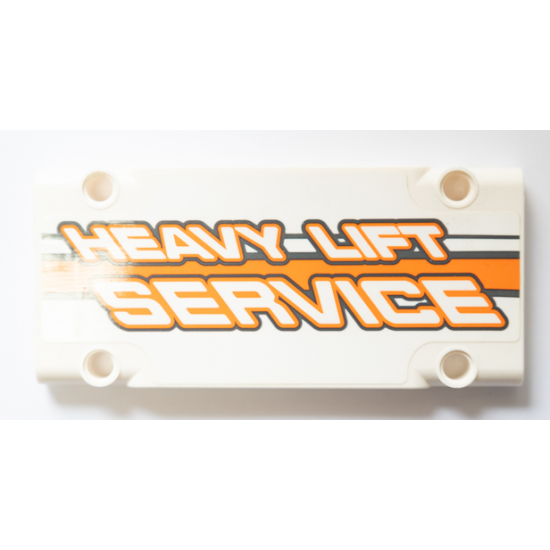 Technic, Panel Plate 5 x 11 x 1 with 'HEAVY LIFT SERVICE' and Dark Bluish Gray and Orange Stripes  Pattern Model Right Side (Sticker) - Set 42052