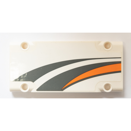 Technic, Panel Plate 5 x 11 x 1 with Dark Bluish Gray and Orange Stripes Pattern Model Left Side (Sticker) - Set 42052