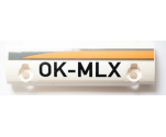 Technic, Panel Curved 11 x 3 with Black 'OK-MLX' and Dark Bluish Gray and Orange Stripes Pattern Model Left Side (Sticker) - Set 42052