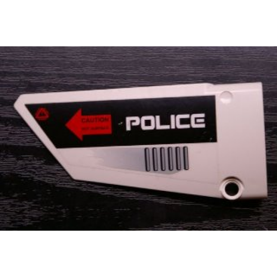Technic, Panel Fairing #17 Large Smooth, Side A with 'POLICE' and 'CAUTION HOT SURFACE' Pattern (Sticker) - Set 5973