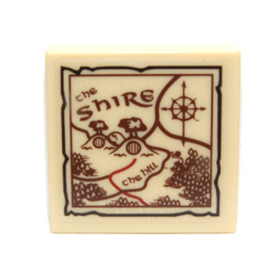 Tile 2 x 2 with Map the Shire Pattern (Sticker) - Set 79003