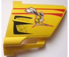 Technic, Panel Fairing #22 Large Short, Small Hole, Side A with Bee and Red and Black Lines Pattern (Sticker) - Set 8166