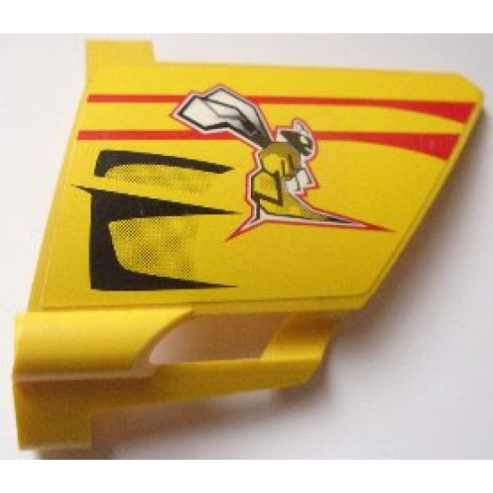 Technic, Panel Fairing #22 Large Short, Small Hole, Side A with Bee and Red and Black Lines Pattern (Sticker) - Set 8166