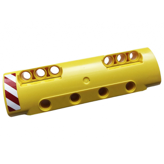 Technic, Panel Curved 11 x 3 with 10 Pin Holes through Panel Surface with Red and White Danger Stripes Pattern Model Left Side (Sticker) - Set 42108