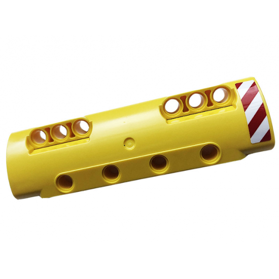 Technic, Panel Curved 11 x 3 with 10 Pin Holes through Panel Surface with Red and White Dangers Stripes Pattern Model Right Side (Sticker) - Set 42108
