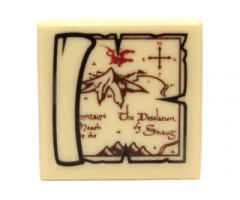 Tile 2 x 2 with Map Lonely Mountain, Desolation of Smaug Pattern (Sticker) - Set 79003