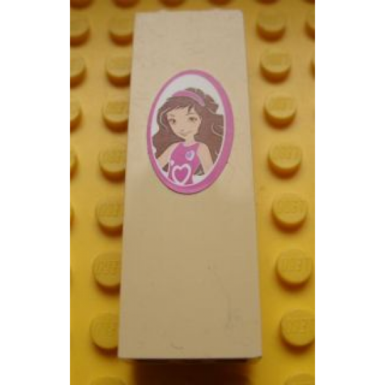 Brick 1 x 2 x 5 with Girl Picture in Dark Pink Frame Pattern (Sticker) - Set 3315