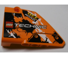 Technic, Panel Fairing #13 Large Short Smooth, Side A with LEGO TECHNIC Logo, 'OFF ROAD' and Black, Orange and White Pattern (Sticker) - Set 42007