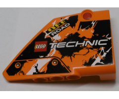 Technic, Panel Fairing #14 Large Short Smooth, Side B with LEGO TECHNIC Logo, 'OFF ROAD' and Black, Orange and White Pattern (Sticker) - Set 42007
