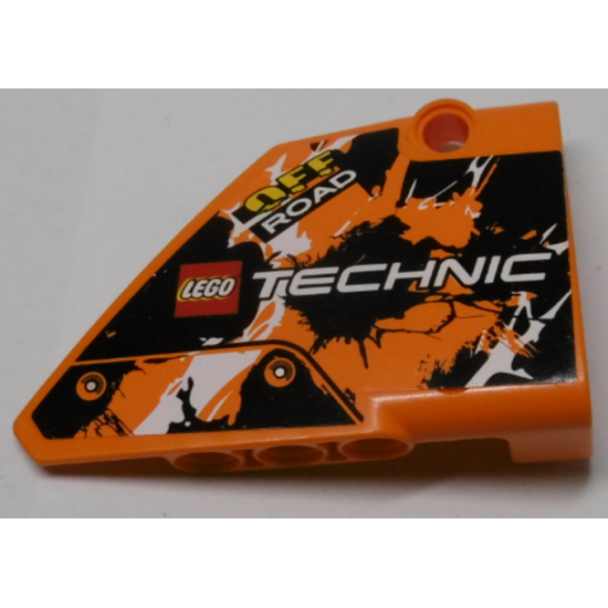 Technic, Panel Fairing #14 Large Short Smooth, Side B with LEGO TECHNIC Logo, 'OFF ROAD' and Black, Orange and White Pattern (Sticker) - Set 42007