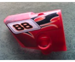 Technic, Panel Fairing # 1 Small Smooth Short, Side A with Black Number 88 and Flames Pattern (Sticker) - Set 8051