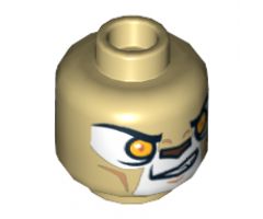 Minifigure, Head Dual Sided Alien Chima Lion with Bright Light Orange Eyes and Dark Brown Nose, Closed Mouth / Open Mouth Pattern (Laval) - Hollow Stud