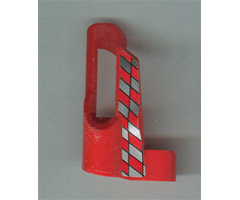 Technic, Panel Fairing # 5 Small Short, Large Hole, Side A with Silver and Red Checkered Pattern (Sticker) - Set 8242