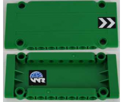 Technic, Panel Plate 5 x 11 x 1 with Black and White Chevrons on Outside and Globe and White 'WR' World Racers Logo on Inside Left Pattern (Stickers) - Set 8864
