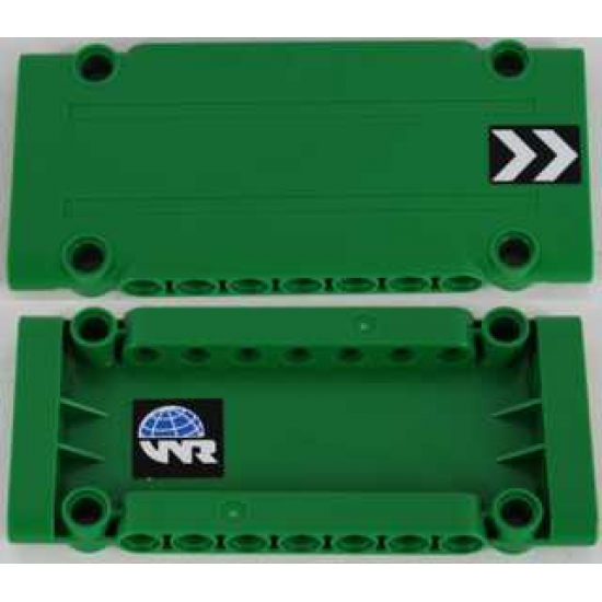 Technic, Panel Plate 5 x 11 x 1 with Black and White Chevrons on Outside and Globe and White 'WR' World Racers Logo on Inside Left Pattern (Stickers) - Set 8864