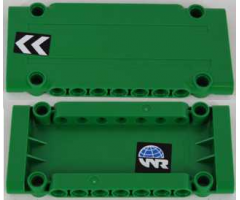 Technic, Panel Plate 5 x 11 x 1 with Black and White Chevrons on Outside and Globe and White 'WR' World Racers Logo on Inside Right Pattern (Stickers) - Set 8864