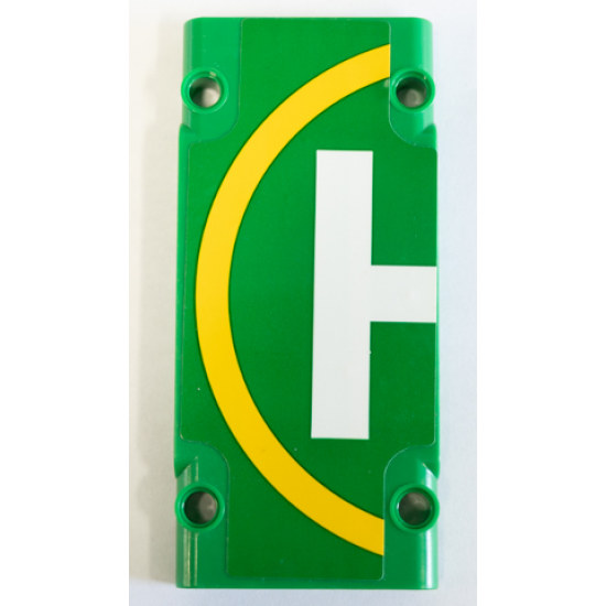 Technic, Panel Plate 5 x 11 x 1 with Helicopter Landing Pad Half with Yellow Circle and White Letter H Pattern (Sticker) - Set 42064