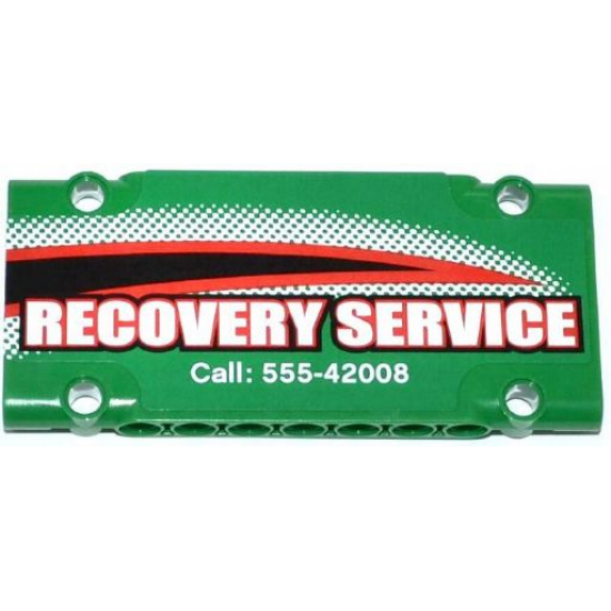 Technic, Panel Plate 5 x 11 x 1 with 'RECOVERY SERVICE' and 'Call: 555-42008' Pattern Model Left Side (Sticker) - Set 42008
