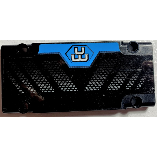 Technic, Panel Plate 5 x 11 x 1 with White Logo on Dark Azure Shape Background and Front Grid Pattern (Sticker) - Set 42070