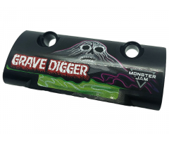 Technic, Panel Curved 7 x 3 with 2 Pin Holes through Panel Surface with White 'GRAVE DIGGER', Skull and Logo 'MONSTER JAM' Pattern Model Right Side (Sticker) - Set 42118