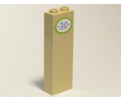Brick 1 x 2 x 5 with Purple Number '30' on White Background in Lime Oval Pattern (Sticker) - Set 3315