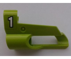 Technic, Panel Fairing # 6 Small Short, Large Hole, Side B with White '1' on Lime Background Pattern (Sticker) - Set 8256