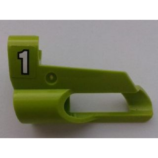 Technic, Panel Fairing # 6 Small Short, Large Hole, Side B with White '1' on Lime Background Pattern (Sticker) - Set 8256