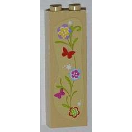 Brick 1 x 2 x 5 with Flowers and Butterflies Pattern Right (Sticker) - Set 3315