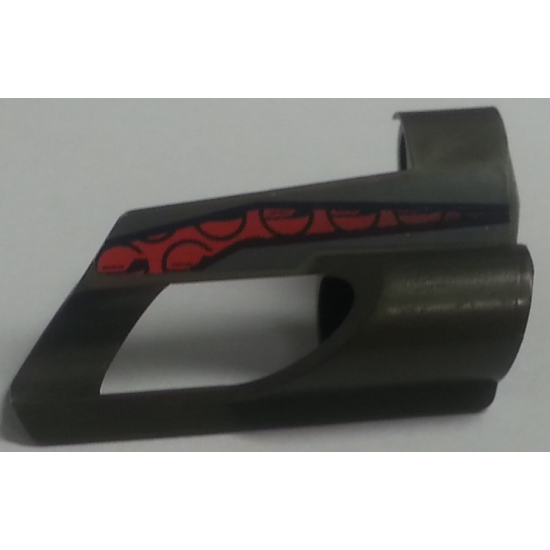 Technic, Panel Fairing # 5 Small Short, Large Hole, Side A with Red and Black Pattern (Sticker) - Set 8354