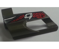 Technic, Panel Fairing # 6 Small Short, Large Hole, Side B with Number 9 on Red and Black Pattern (Sticker) - Set 8354
