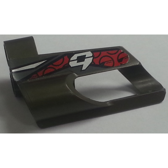 Technic, Panel Fairing # 6 Small Short, Large Hole, Side B with Number 9 on Red and Black Pattern (Sticker) - Set 8354