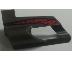 Technic, Panel Fairing # 6 Small Short, Large Hole, Side B with Red and Black Pattern (Sticker) - Set 8354
