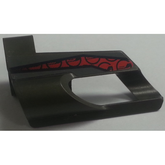 Technic, Panel Fairing # 6 Small Short, Large Hole, Side B with Red and Black Pattern (Sticker) - Set 8354