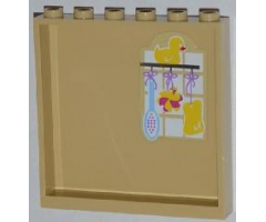 Panel 1 x 6 x 5 with Yellow Duck, Brush and Sponges Pattern on Inside (Sticker) - Set 3315