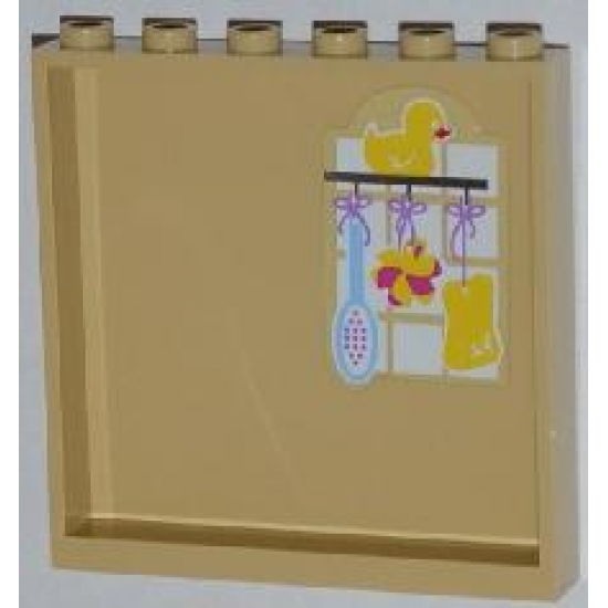 Panel 1 x 6 x 5 with Yellow Duck, Brush and Sponges Pattern on Inside (Sticker) - Set 3315
