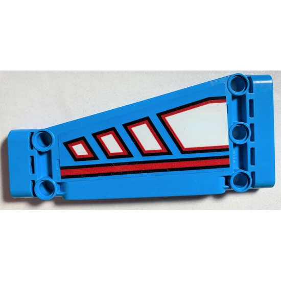 Technic, Panel Plate 5 x 11 x 1 Tapered with Red Line and White Polygons Outlined in Red Pattern Model Left Side (Sticker) - Set 42070
