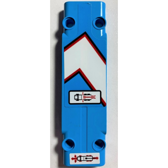 Technic, Panel Plate 3 x 11 x 1 with Black, Red, and White Angled Stripes, Vehicle Controls Pattern Model Left Side (Stickers) - Set 42070