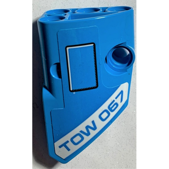 Technic, Panel Fairing # 1 Small Smooth Short, Side A with 'TOW 067' and Black Outlined Rectangle Pattern (Sticker) - Set 42070