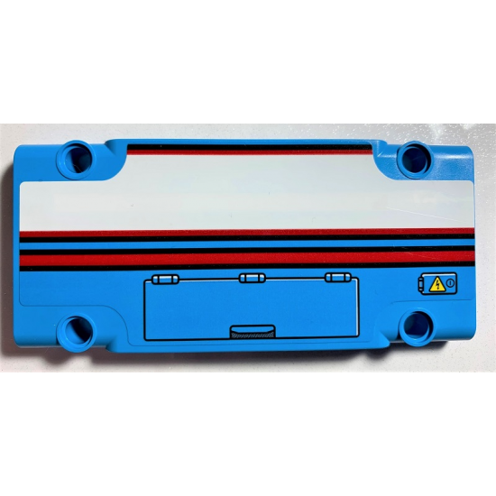 Technic, Panel Plate 5 x 11 x 1 with Red Line, White Stripe Outlined in Red, Warning Sign and Hatch Pattern Model Right Side (Sticker) - Set 42070