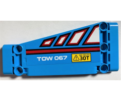 Technic, Panel Plate 5 x 11 x 1 Tapered with White Polygons Outlined in Red, Red Line, 'TOW 067' and 'MAX TOW LOAD 30T' Pattern Model Right Side (Sticker) - Set 42070