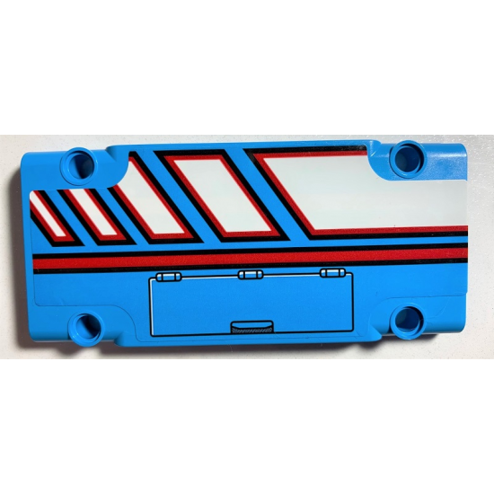 Technic, Panel Plate 5 x 11 x 1 with Red Line, White Polygons Outlined in Red and Hatch Pattern Model Left Side (Sticker) - Set 42070