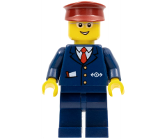 Steward - Dark Blue Suit with Train Logo, Dark Blue Legs, Dark Red Hat, Glasses
