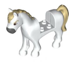 Horse with 2 x 2 Cutout, Dark Bluish Gray Nose, Brown Eyes, Tan Eyebrows, Mane and Tail Pattern