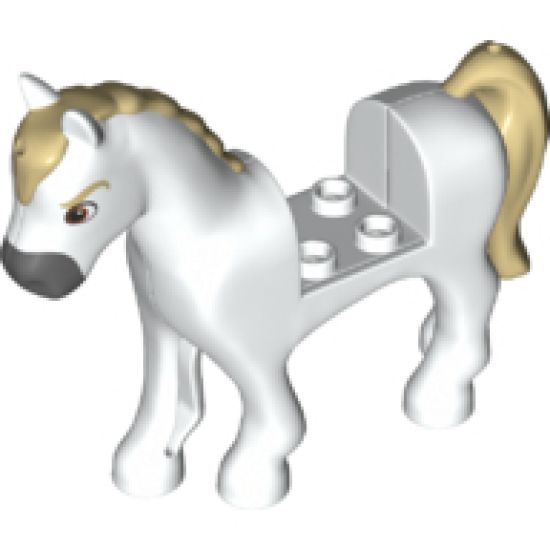 Horse with 2 x 2 Cutout, Dark Bluish Gray Nose, Brown Eyes, Tan Eyebrows, Mane and Tail Pattern