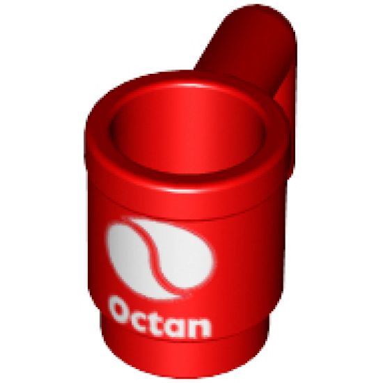 Minifigure, Utensil Cup with White Octan Logo Pattern