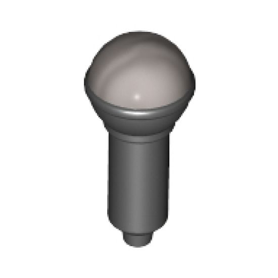 Minifigure, Utensil Microphone with Metallic Silver Top Half Screen Pattern