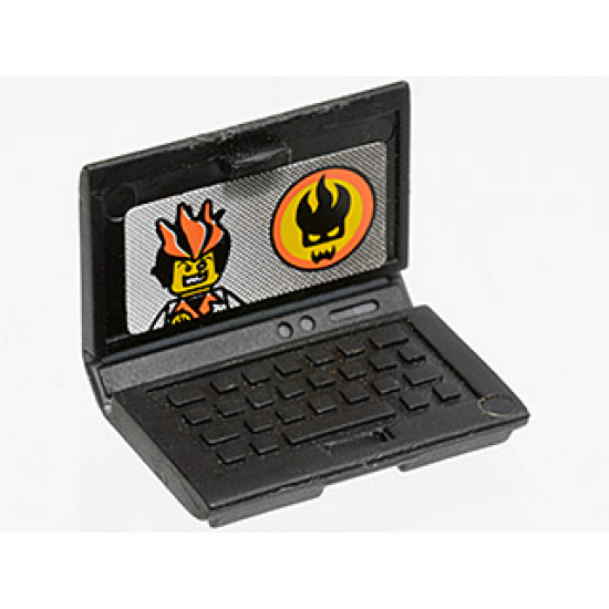 Minifigure, Utensil Computer Laptop with Agents Logo Screen Pattern (Sticker) - Set 8634